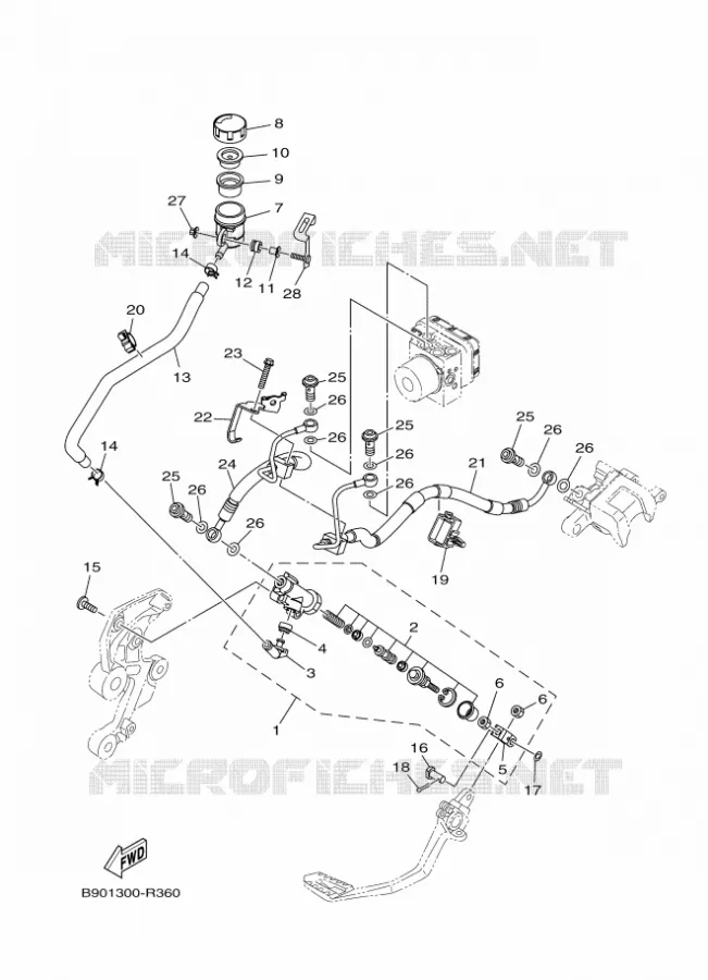 MAITRE CYLINDRE DE FREIN ARRIERE Yamaha MOTO 900 2017 XSR  MTM850