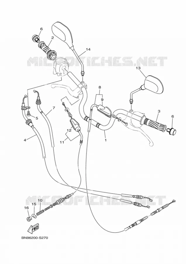 GUIDON ET CABLES Yamaha MOTO 125 2017 YBR  YBR125E