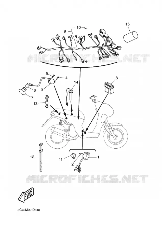 PARTIE ELECTRIQUE 2 Yamaha SCOOTER 50 2014 SLIDER  EW50N