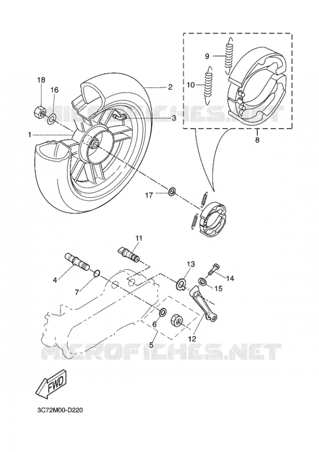 ROUE ARRIERE Yamaha SCOOTER 50 2014 SLIDER  EW50N