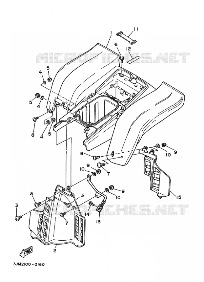 GARDE BOUE ARRIERE Yamaha QUAD 200 2002 BLASTER  YFS200