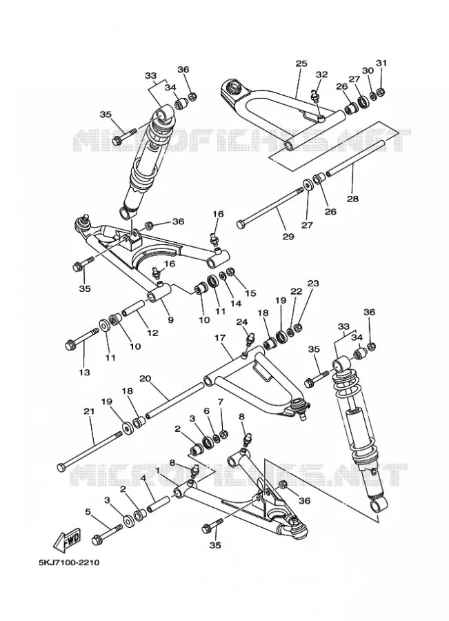 SUSPENSION / ROUE AVANT Yamaha QUAD 200 2002 BLASTER  YFS200