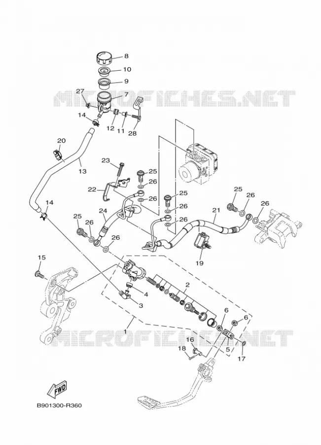 MAITRE CYLINDRE DE FREIN ARRIERE Yamaha MOTO 900 2016 XSR  MTM850