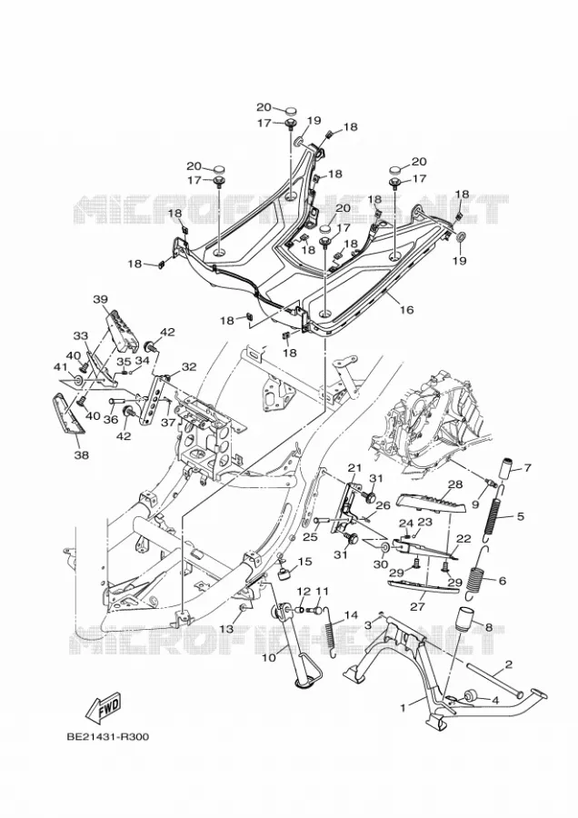 SUPPORT / REPOSE PIEDS Yamaha SCOOTER 125 2017 TRICITY  MWS125-C