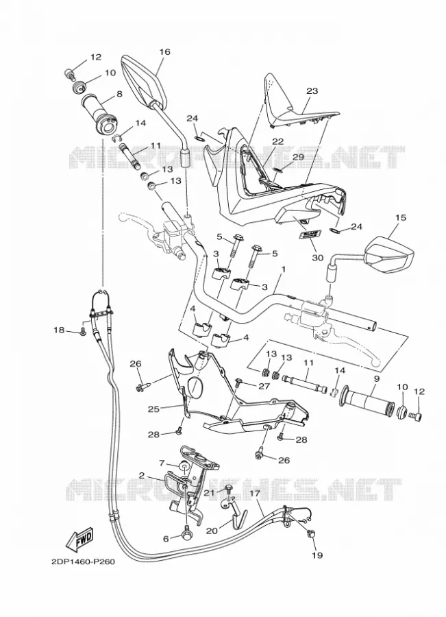 GUIDON ET CABLES Yamaha SCOOTER 125 2017 NMAX  GPD125-A
