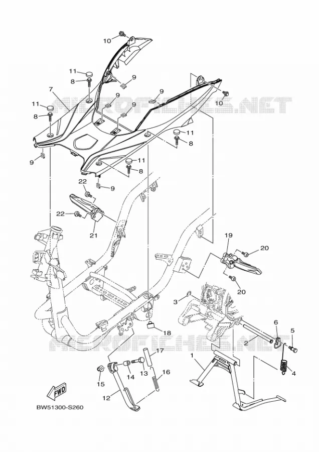 SUPPORT / REPOSE PIEDS Yamaha SCOOTER 125 2017 DELIGHT  LTS125-C