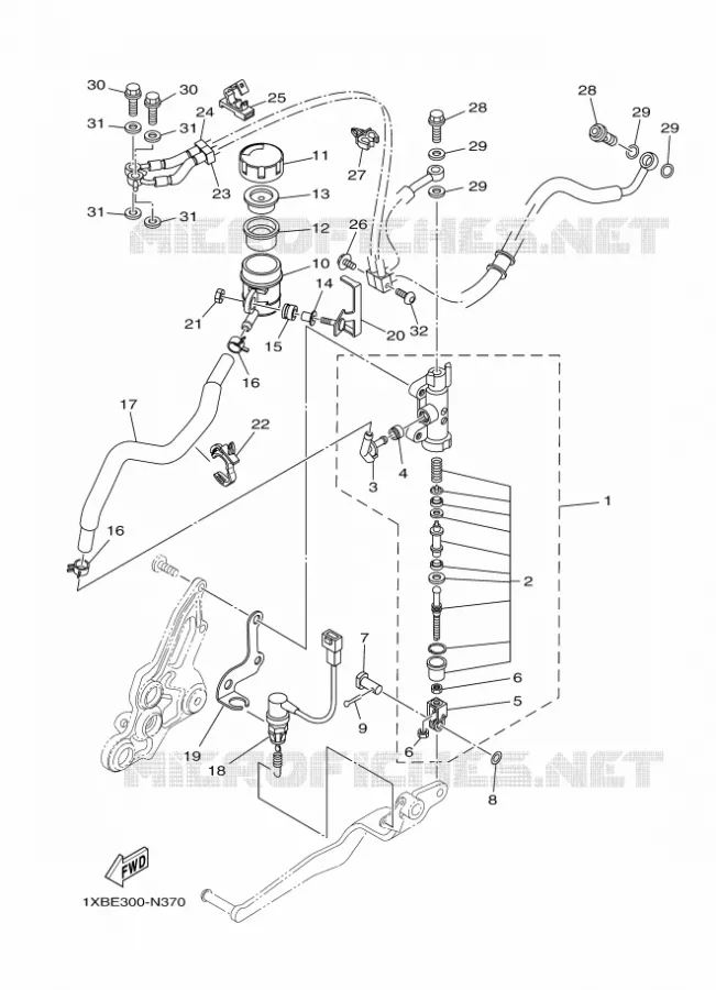 MAITRE CYLINDRE DE FREIN ARRIERE Yamaha MOTO 700 2016 MT  MT07A