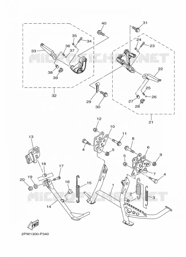 SUPPORT / REPOSE PIEDS Yamaha SCOOTER 530 2016 TMAX  XP500