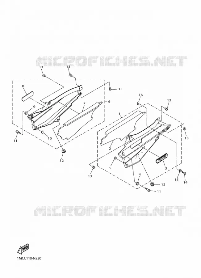 COUVERCLE LATERAL Yamaha MOTO 1300 2016 FJR  FJR 1300-AE