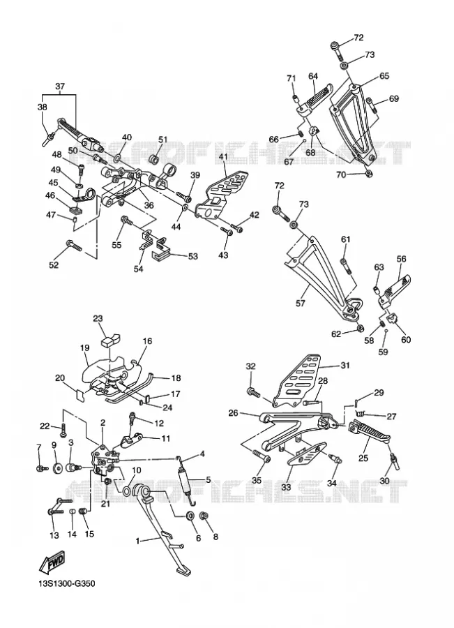 SUPPORT / REPOSE PIEDS Yamaha MOTO 600 2008 R6  YZF-R6