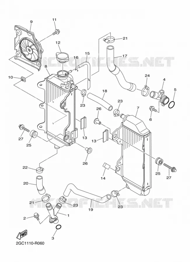 RADIATEUR / DURITES Yamaha MOTO 450 2018 WRF  WR450F