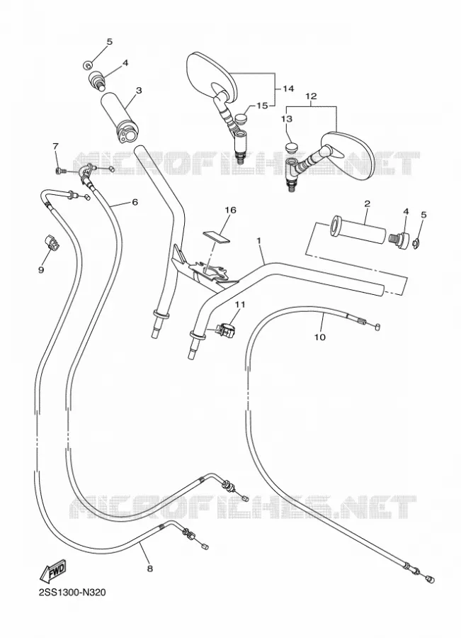 GUIDON ET CABLES Yamaha MOTO 1300 2014 XVS  XVS1300CU