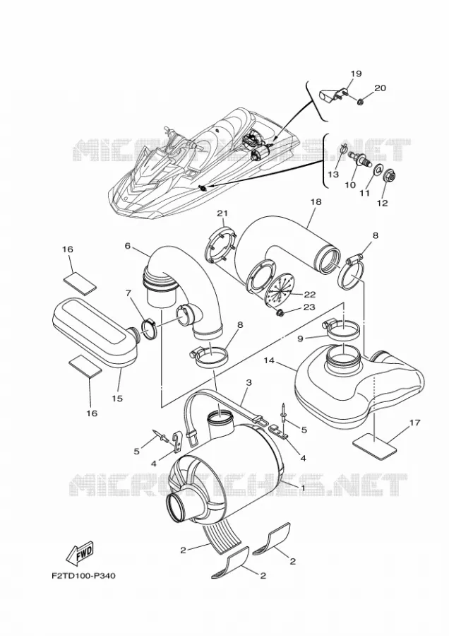 ECHAPPEMENT 3 Yamaha WAVERUNNER 1800 2015 FX  FB1800-P