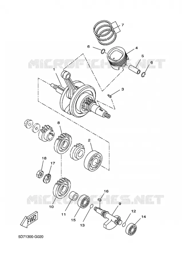 VILEBREQUIN / PISTON Yamaha MOTO 125 2010 YZF-R125  YZF-R125