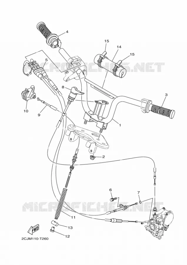 GUIDON ET CABLES Yamaha MOTO 50 2018 TTR  TT-R50E