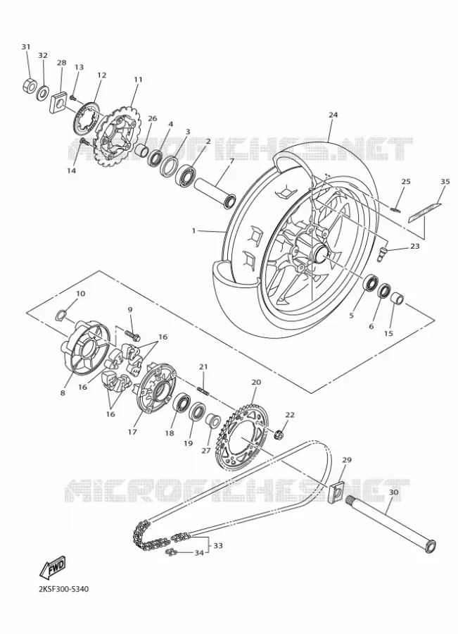 ROUE ARRIERE Yamaha MOTO 1000 2018 R1M  YZF-R1M