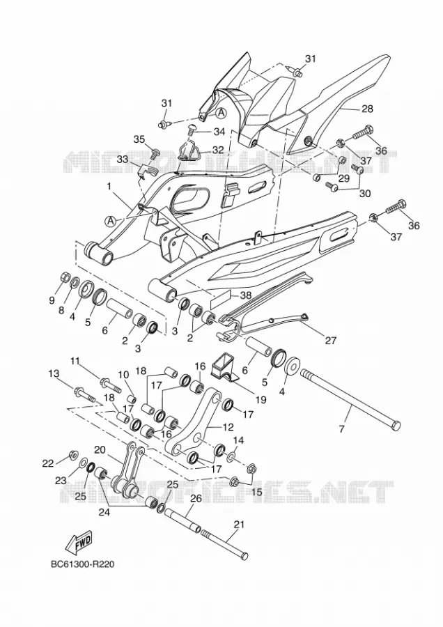 BRAS ARRIERE Yamaha MOTO 700 2018 TRACER  MTT690-A