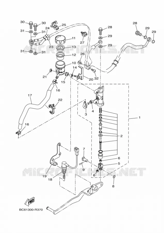 MAITRE CYLINDRE DE FREIN ARRIERE Yamaha MOTO 700 2018 TRACER  MTT690-A