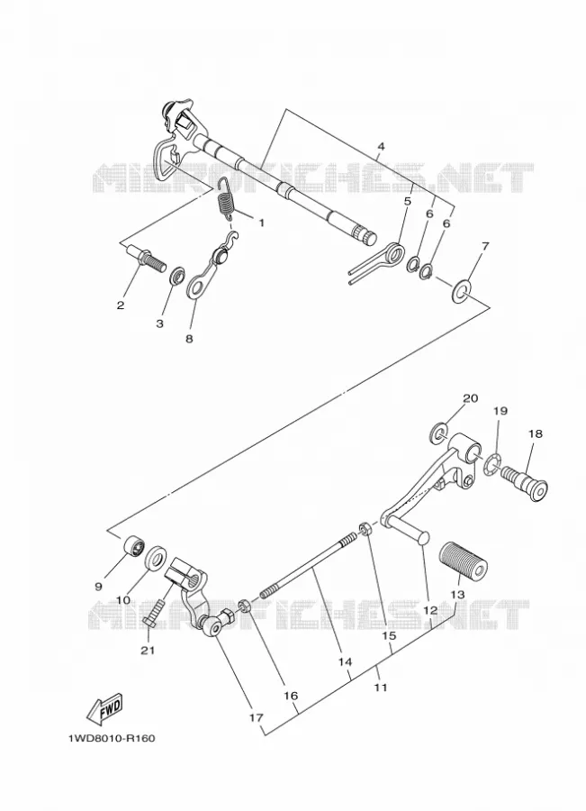 AXE DE SELECTEUR / PEDALE Yamaha MOTO 250 2018 MT  MTN250-A