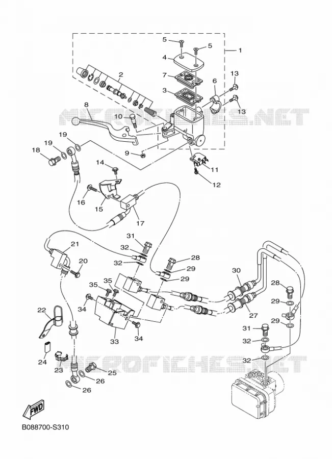 MAITRE CYLINDRE AVANT Yamaha MOTO 250 2018 MT  MTN250-A