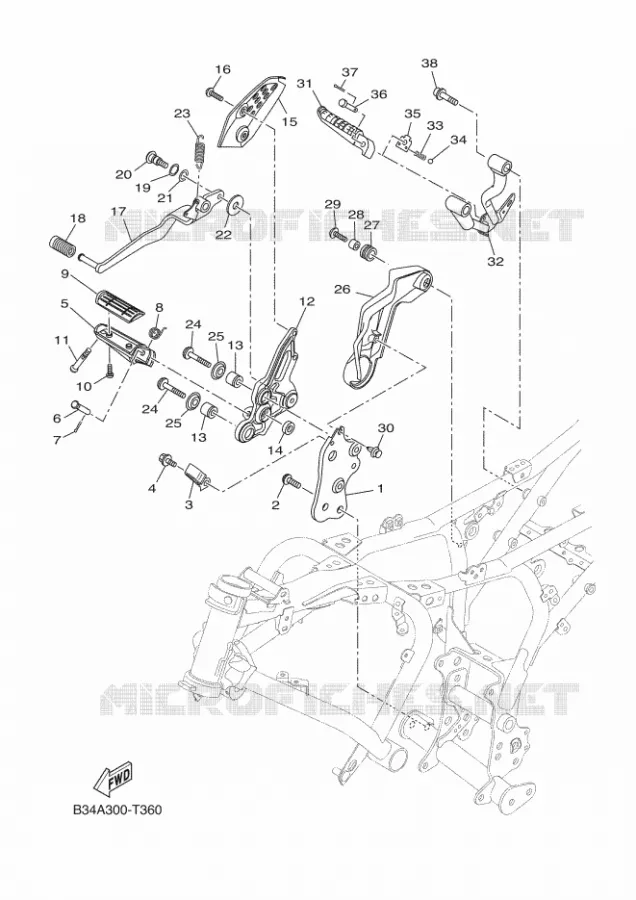 SUPPORT / REPOSE PIEDS 2 Yamaha MOTO 700 2018 XSR  MTM690