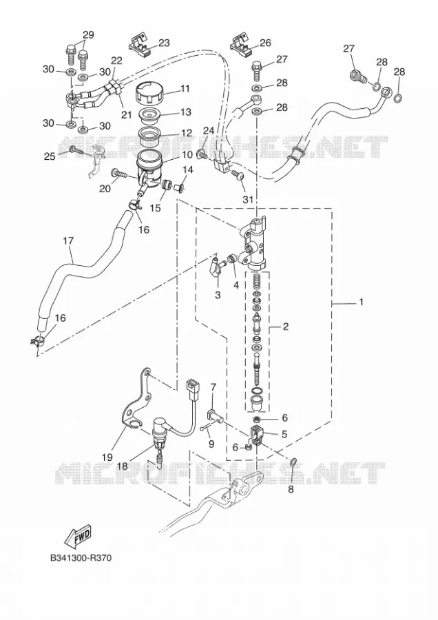 MAITRE CYLINDRE DE FREIN ARRIERE Yamaha MOTO 700 2018 XSR  MTM690