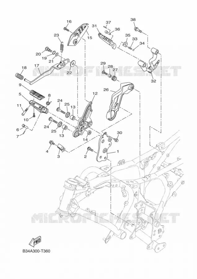 SUPPORT / REPOSE PIEDS 2 Yamaha MOTO 700 2018 XSR 35KW  MTM690-U