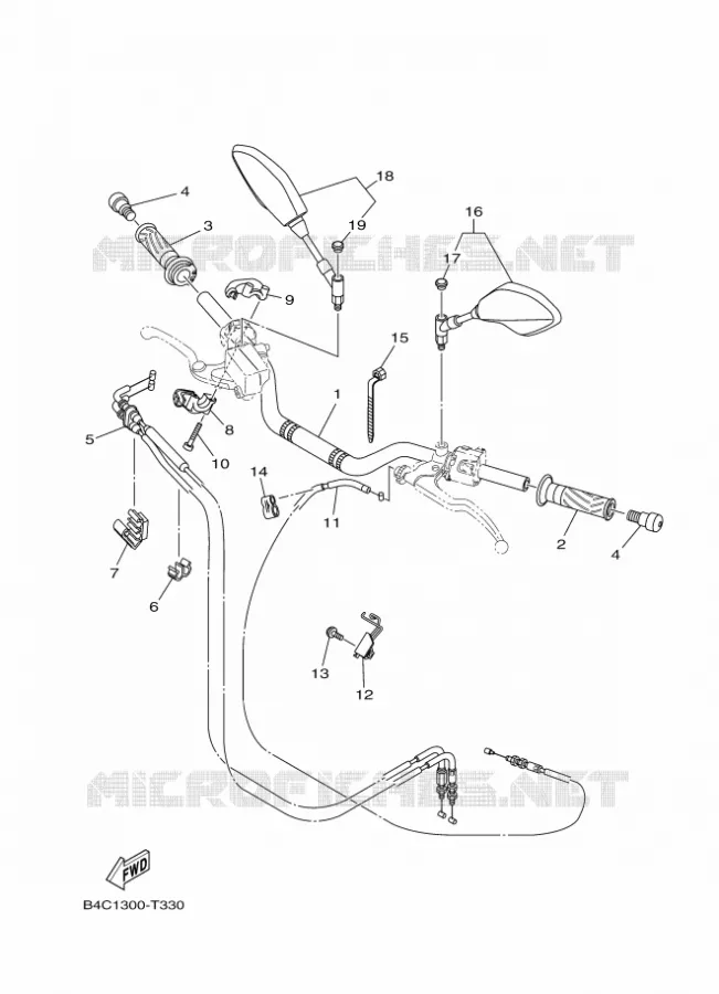GUIDON ET CABLES Yamaha MOTO 700 2018 MT  MTN690-A