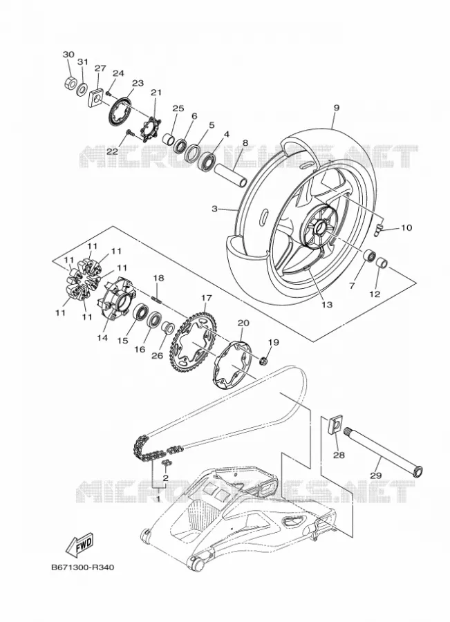 ROUE ARRIERE Yamaha MOTO 1000 2018 MT  MTN1000