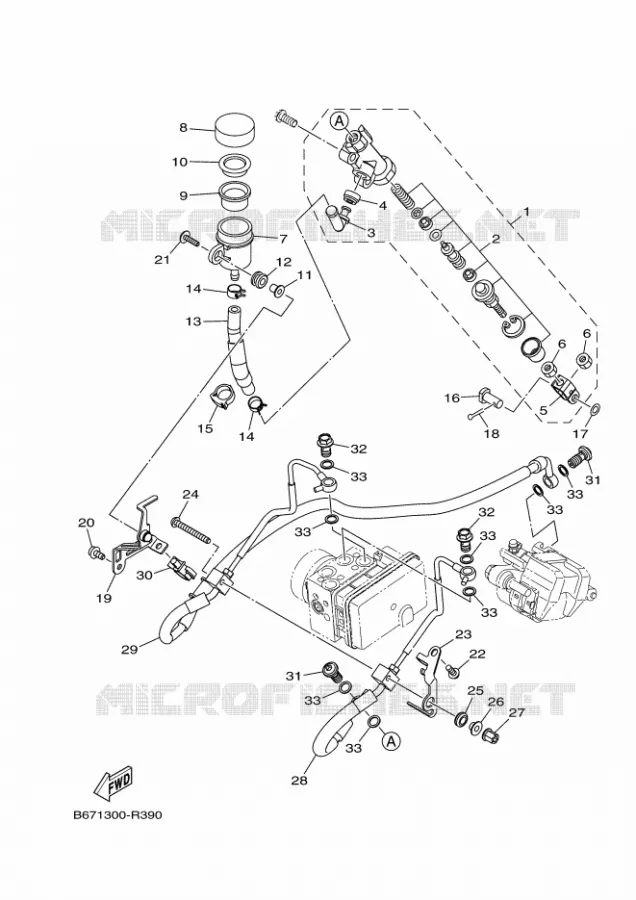 MAITRE CYLINDRE DE FREIN ARRIERE Yamaha MOTO 1000 2018 MT  MTN1000