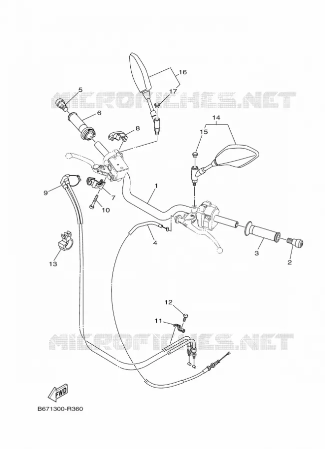 GUIDON ET CABLES Yamaha MOTO 1000 2018 MT  MTN1000
