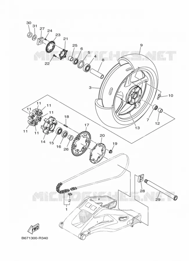 ROUE ARRIERE Yamaha MOTO 1000 2018 MT  MTN1000