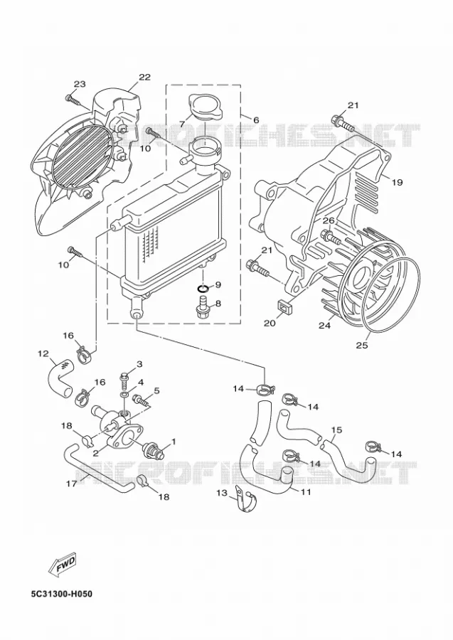 RADIATEUR / DURITES Yamaha SCOOTER 50 2012 NEOS 4  YN50F