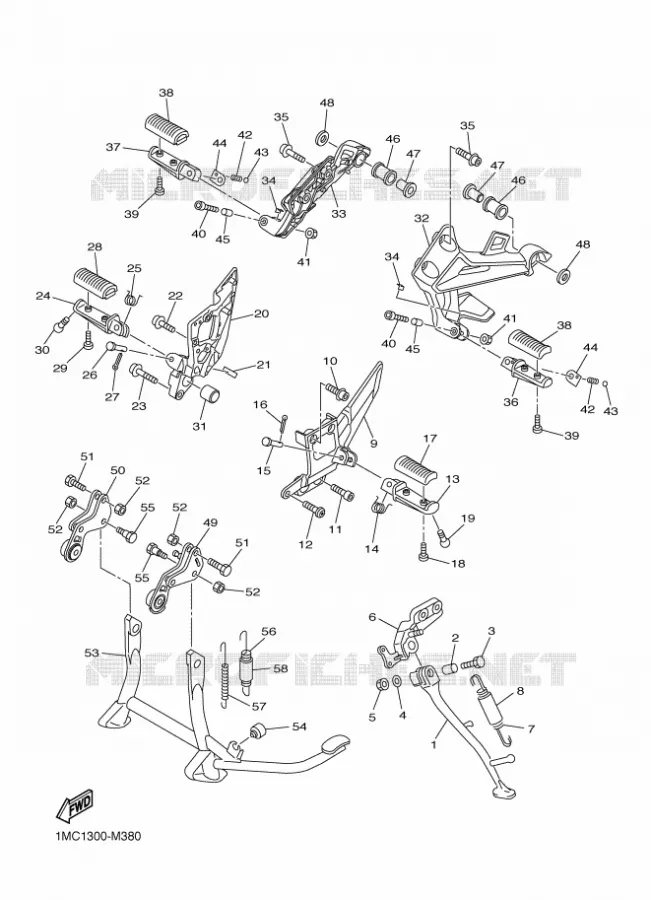 SUPPORT / REPOSE PIEDS Yamaha MOTO 1300 2018 FJR  FJR1300-A
