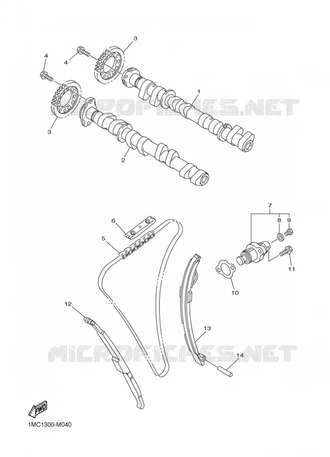 ARBRE A CAMES / CHAINE DE DISTRIBUTION Yamaha MOTO 1300 2018 FJR  FJR1300-A