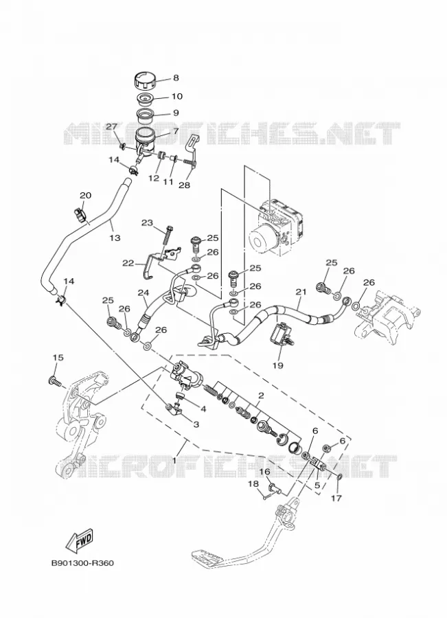 MAITRE CYLINDRE DE FREIN ARRIERE Yamaha MOTO 900 2018 XSR  MTM850