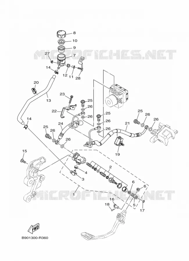 MAITRE CYLINDRE DE FREIN ARRIERE Yamaha MOTO 900 2018 XSR  MTM850