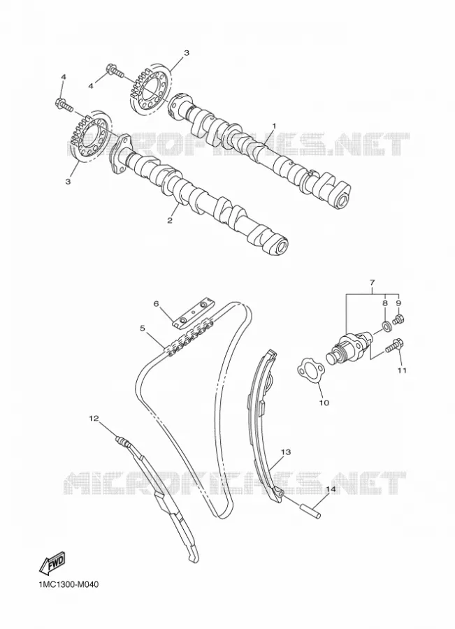 ARBRE A CAMES / CHAINE DE DISTRIBUTION Yamaha MOTO 1300 2018 FJR AS  FJR1300-AS