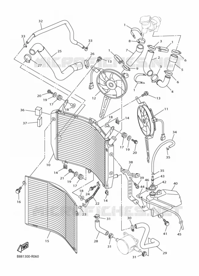 RADIATEUR / DURITES Yamaha MOTO 1300 2018 FJR AS  FJR1300-AS