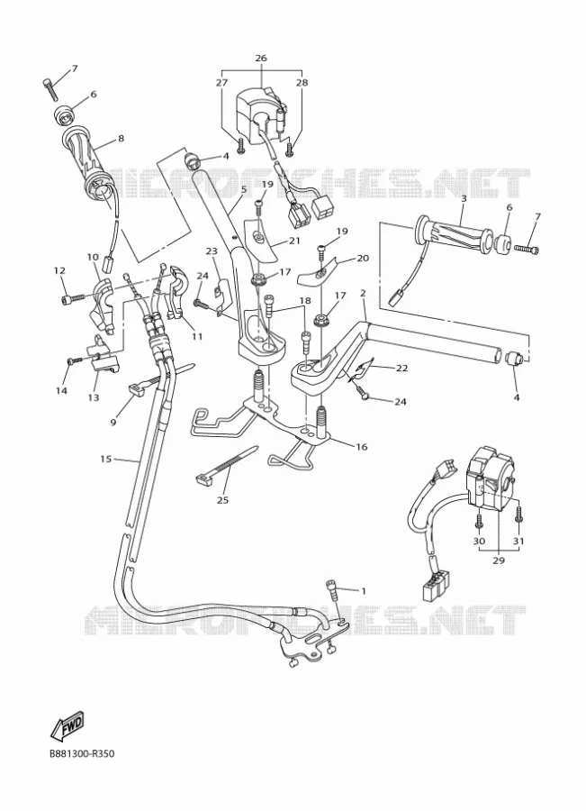 GUIDON ET CABLES Yamaha MOTO 1300 2018 FJR AE  FJR1300-AE
