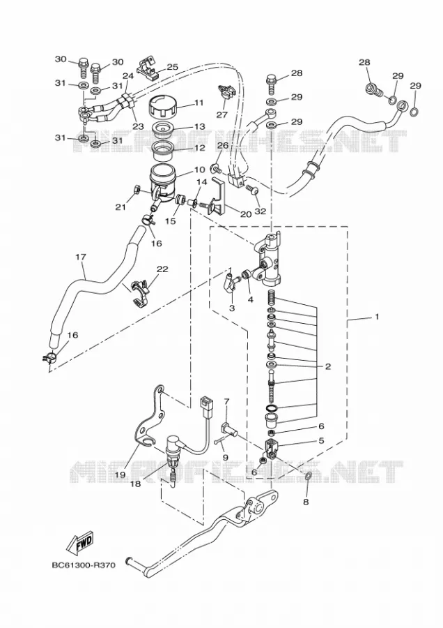 MAITRE CYLINDRE DE FREIN ARRIERE Yamaha MOTO 700 2018 TRACER  MTT690-A
