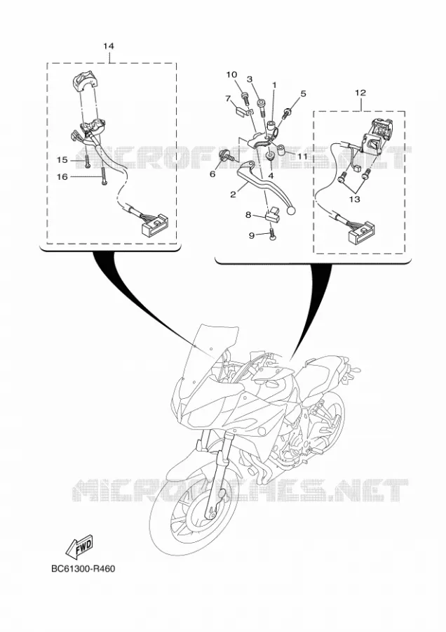 COMMODO / LEVIER Yamaha MOTO 700 2018 TRACER 35KW  MTT690-U