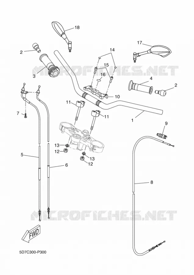 GUIDON ET CABLES Yamaha MOTO 125 2018 MT  MT125-A