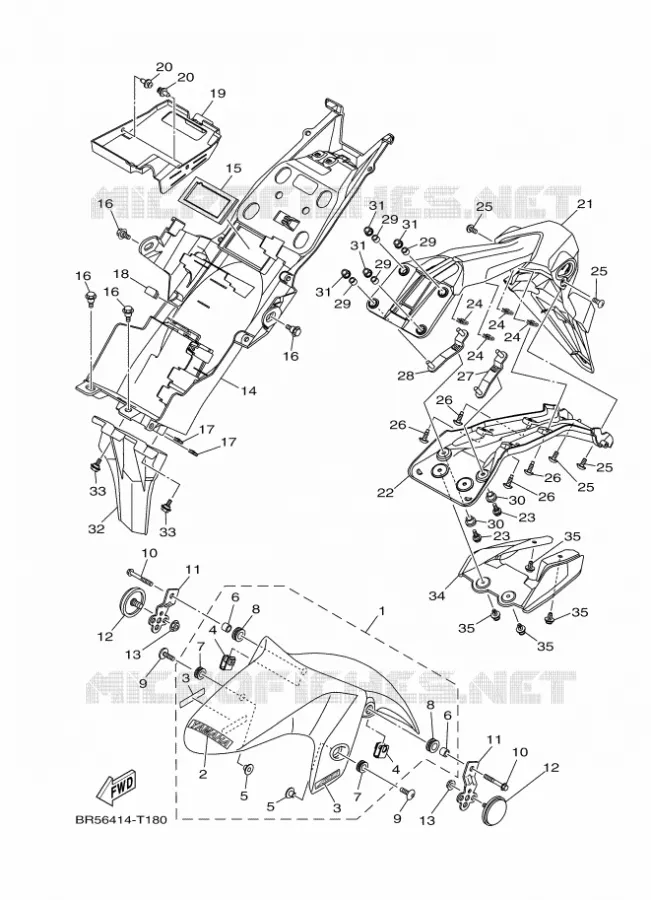 GARDE BOUE Yamaha MOTO 300 2018 R3  YZF-R3A
