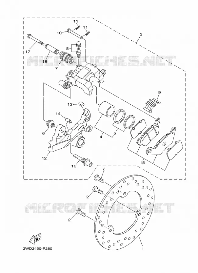 ETRIER DE FREIN ARRIERE Yamaha MOTO 300 2018 R3  YZF-R3A