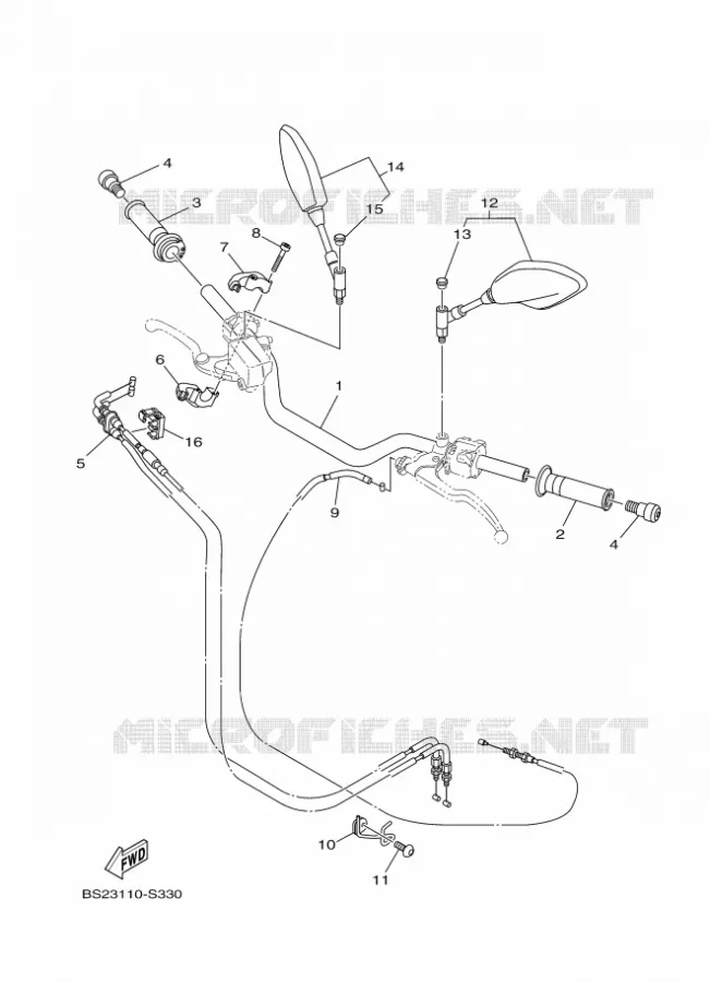 GUIDON ET CABLES Yamaha MOTO 900 2018 MT  MTN850-A