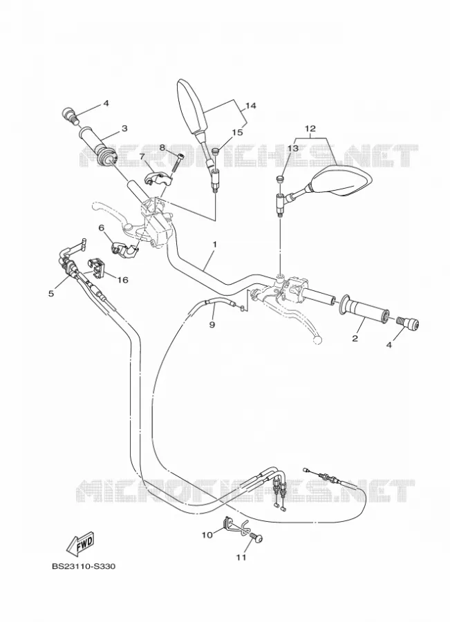 GUIDON ET CABLES Yamaha MOTO 900 2018 MT  MTN850-A
