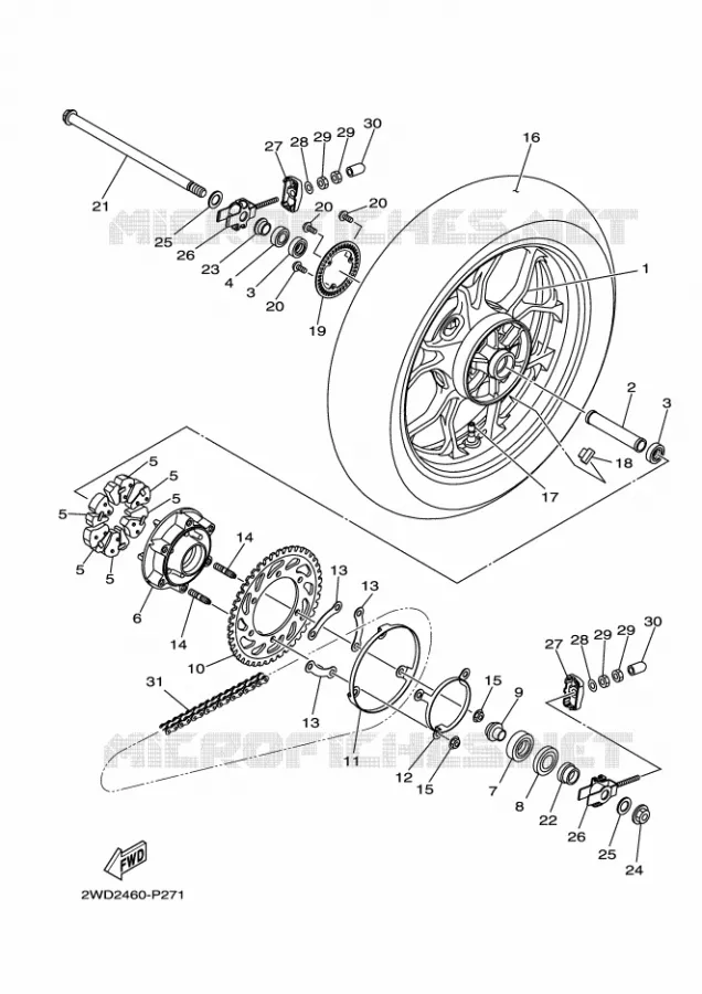 ROUE ARRIERE Yamaha MOTO 250 2018 R25  YZF-R25A