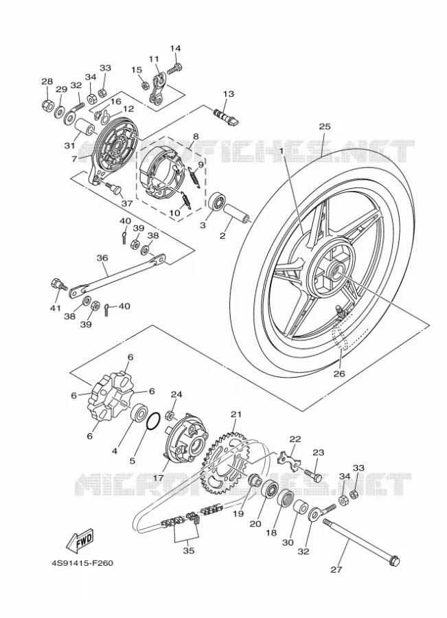 ROUE ARRIERE Yamaha SCOOTER 110 2018 CRYPTON  T110C