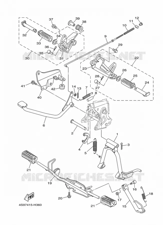 SUPPORT / REPOSE PIEDS Yamaha SCOOTER 110 2018 CRYPTON  T110C